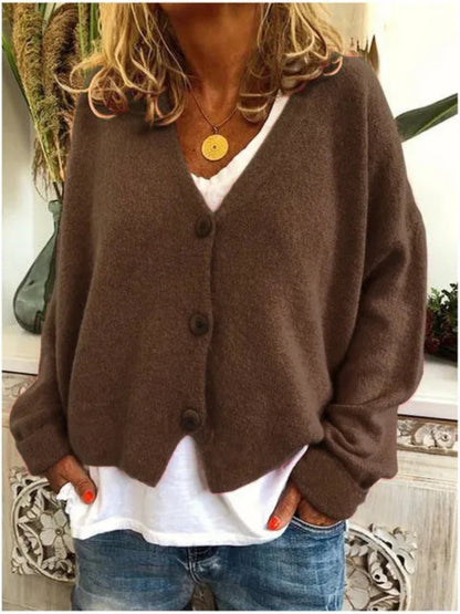 Strickjacke aus Baumwolle mit V-Ausschnitt – Cardigan mit Knopfleiste