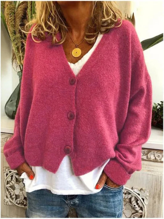 Strickjacke Damen aus Baumwolle mit V-Ausschnitt