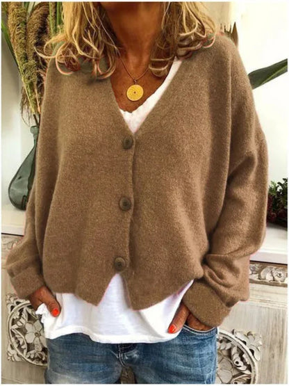 Cardigan Damen mit Knopfleiste locker