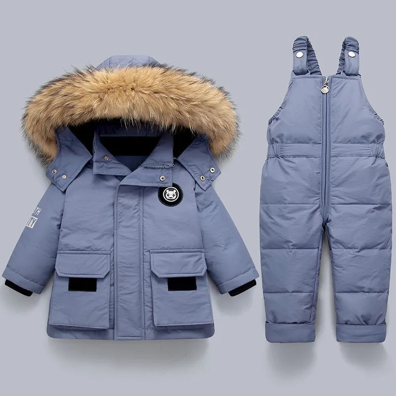 Kinder-Set aus Polyamid – warmer Mantel und Overall für den Winter