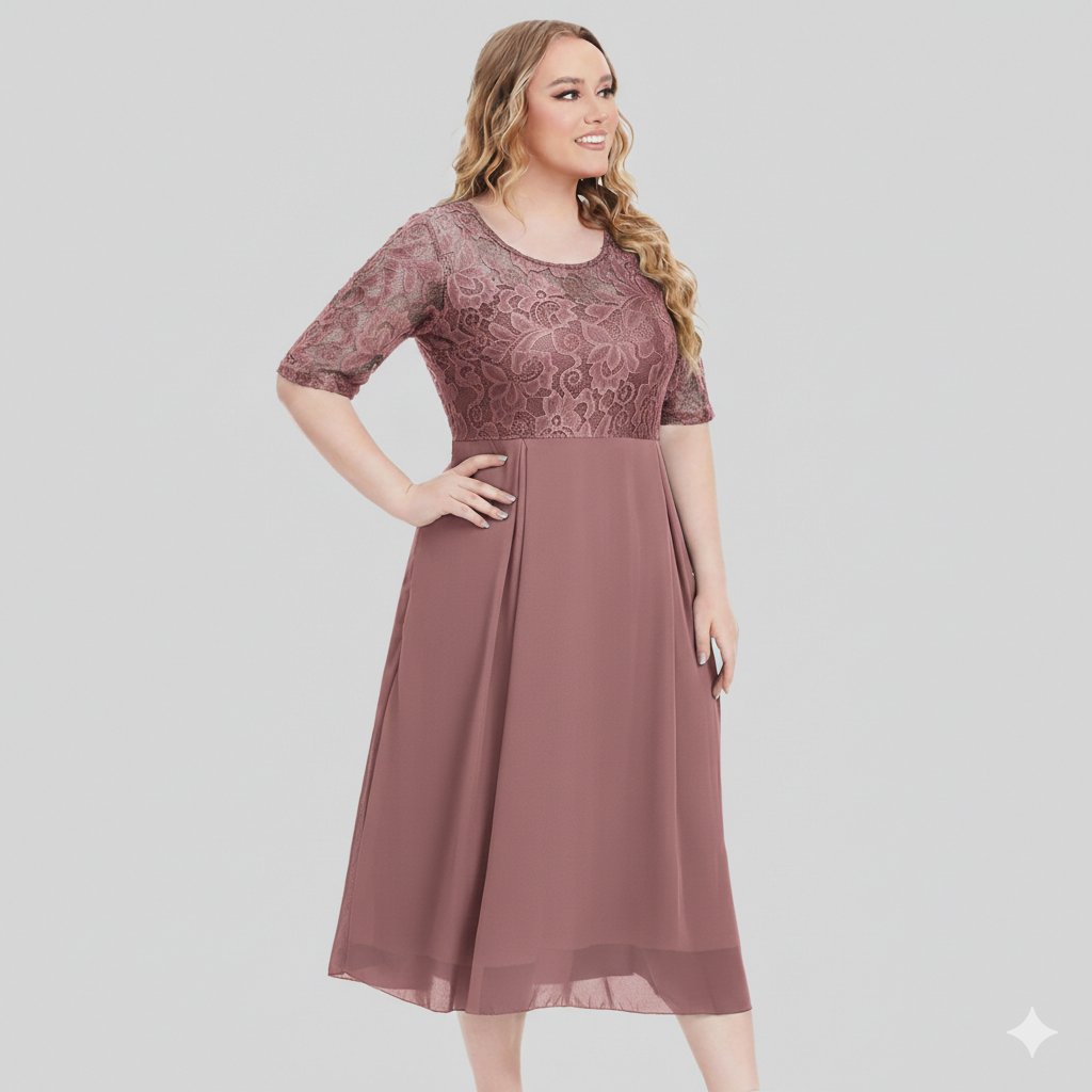 Langärmeliges Chiffonkleid Damen