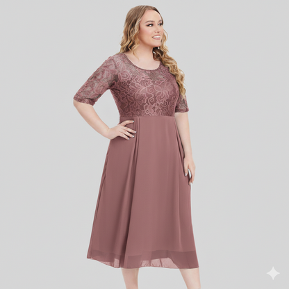 Langärmeliges Chiffonkleid Damen