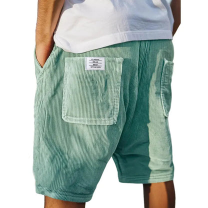 Shorts Herren aus Leinen mit Cord-Textur – lässige kurze Hose mit Taschen