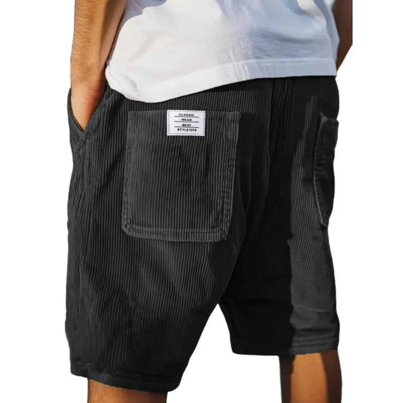 Shorts Herren aus Leinen mit Cord-Textur – lässige kurze Hose mit Taschen