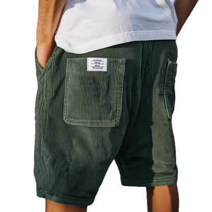 Shorts Herren aus Leinen mit Cord-Textur – lässige kurze Hose mit Taschen
