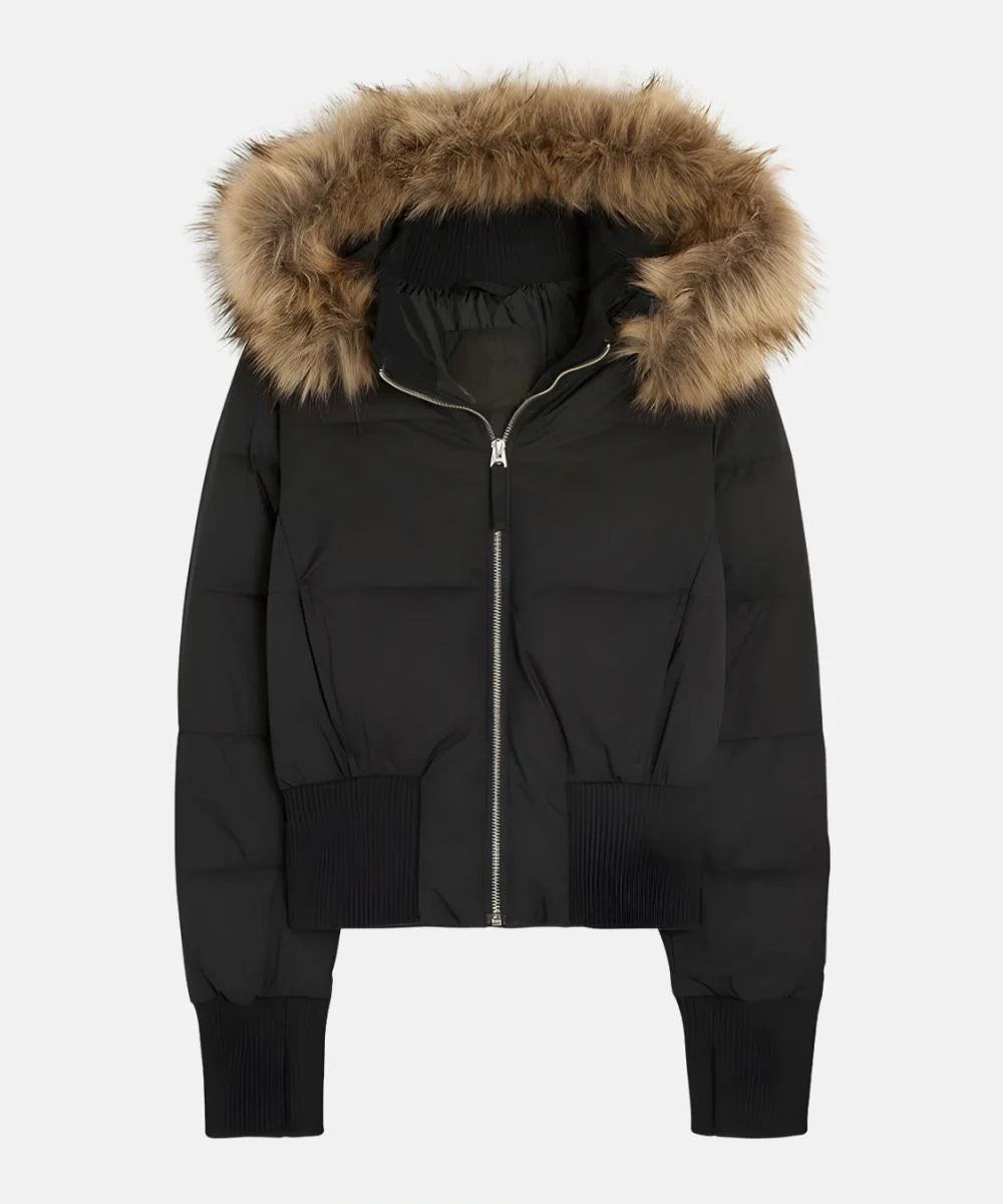 Winterjacke Damen mit Kapuze schwarz