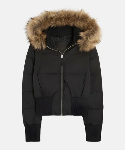 Winterjacke Damen mit Kapuze schwarz