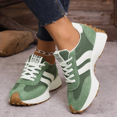 Plateau-Sneaker Damen im Retro-Stil aus Textil – Schnür-Sneaker mit Chunky-Sohle