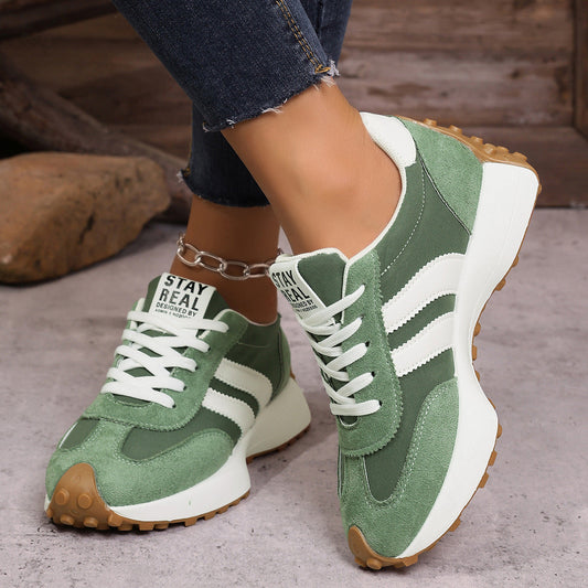 Plateau-Sneaker Damen im Retro-Stil aus Textil – Schnür-Sneaker mit Chunky-Sohle