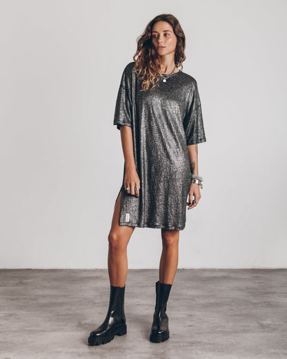 Damen Leinenkleid glitzernd – elegantes Sommerkleid