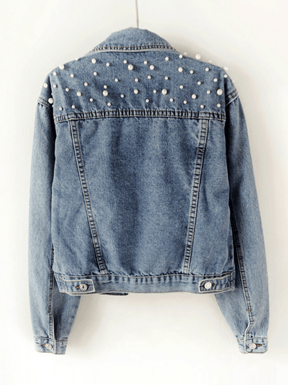 Oversized Jeansjacke Damen mit Strass-Besatz