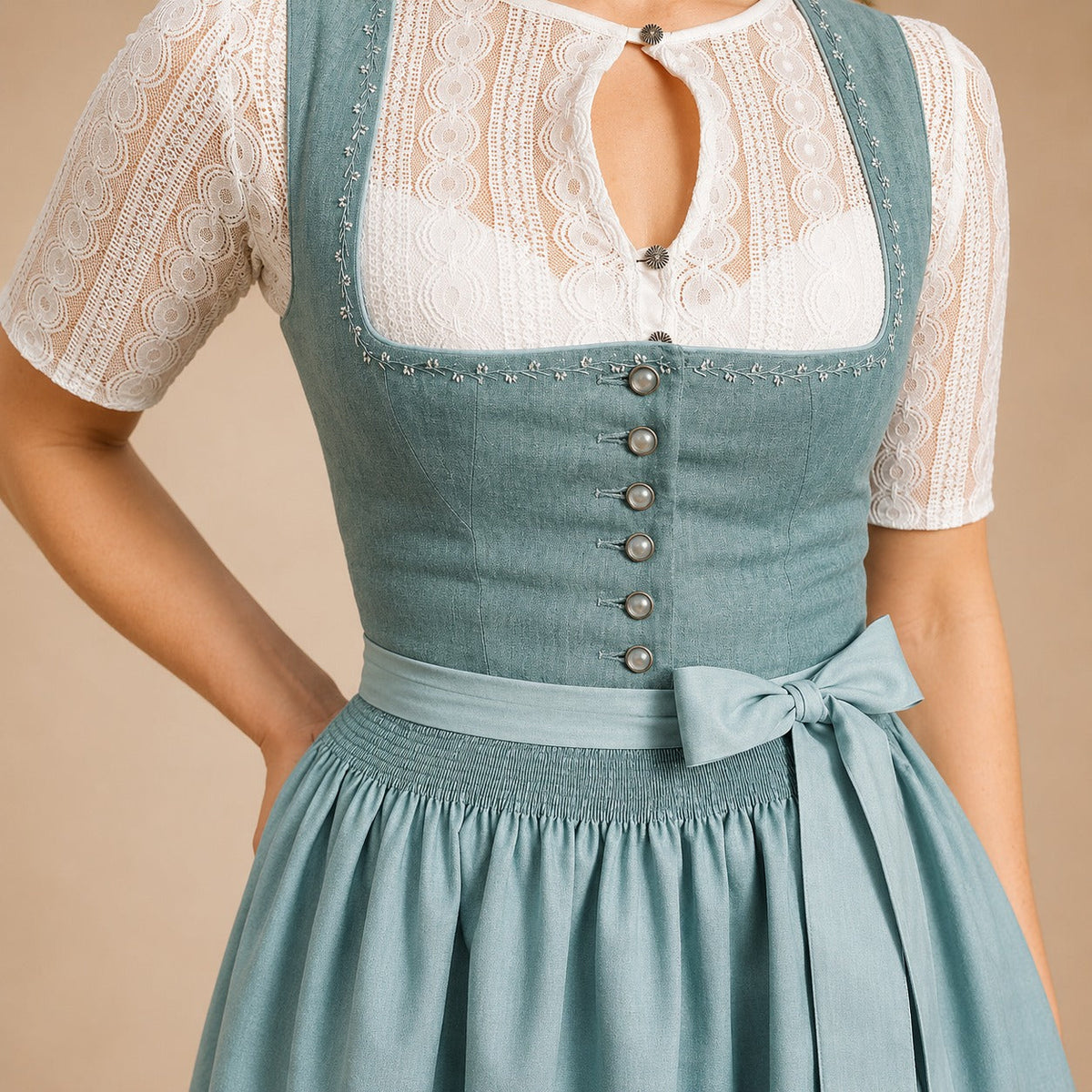 Damen Oktoberfestkleid klassisch mit Schleife – Trachtenkleid