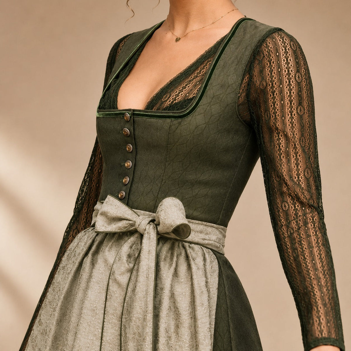 Damen Oktoberfestkleid klassisch mit Schleife – Trachtenkleid