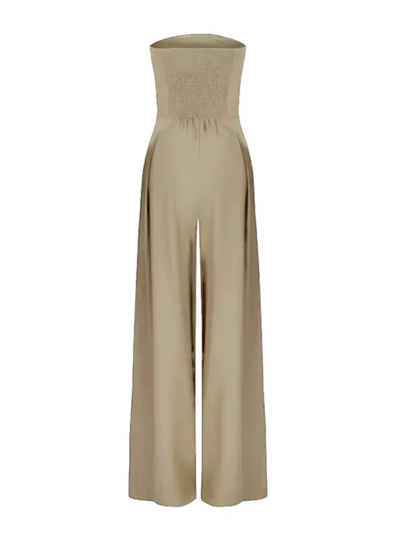 Trägerloser Jumpsuit Damen mit weitem Bein
