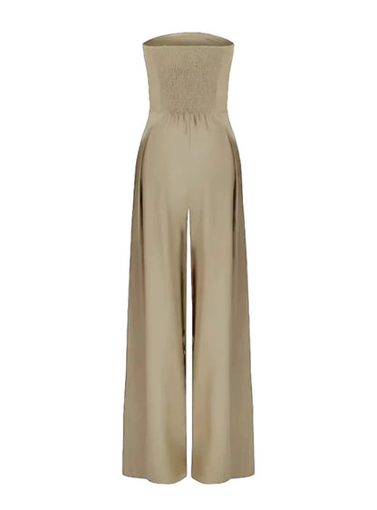 Trägerloser Jumpsuit Damen mit weitem Bein