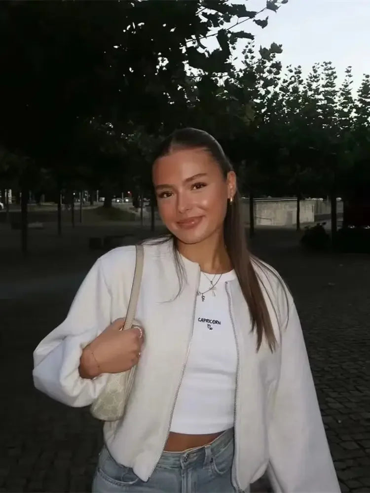 Kurze Bomberjacke Damen mit Reißverschluss