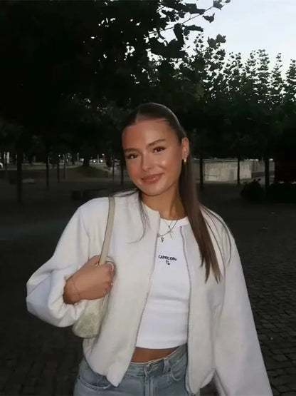 Kurze Bomberjacke Damen mit Reißverschluss