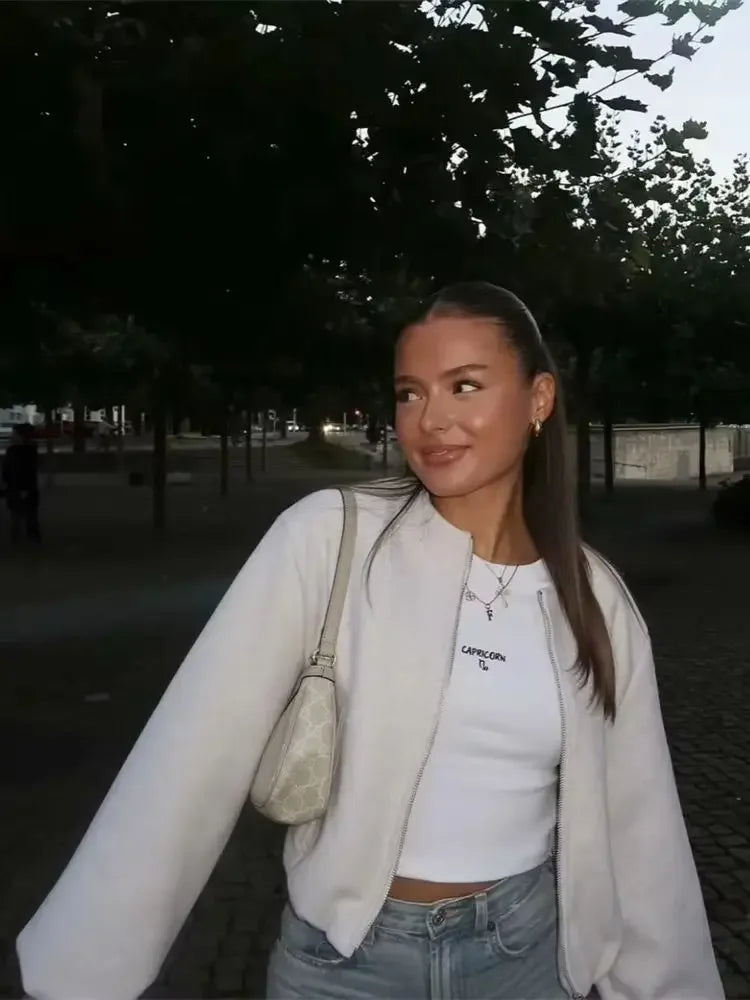 Modische kurze Bomberjacke Damen