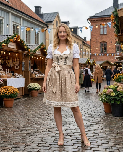 Trachtenkleid Damen mit Schürze und Bluse – traditionelles Dirndl-Set