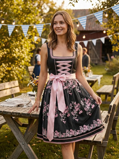Dirndl Damen mit Blumenmuster – Trachtenkleid für das Oktoberfest