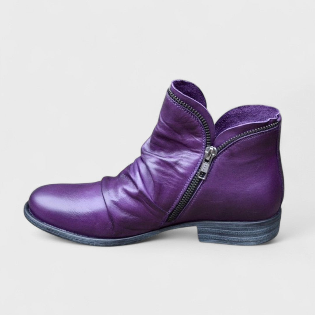 Orthopädische Stiefeletten Damen aus Textil – bequeme Ankle Boots mit Absatz, Seitenansicht