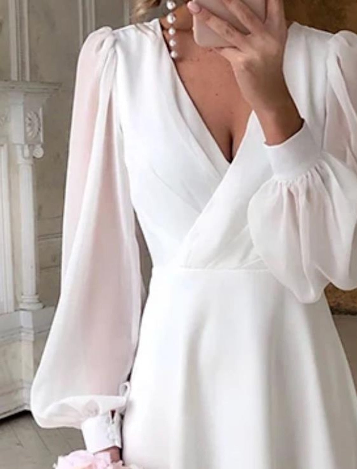 Klassisches Hochzeitskleid Damen mit langen Ärmeln