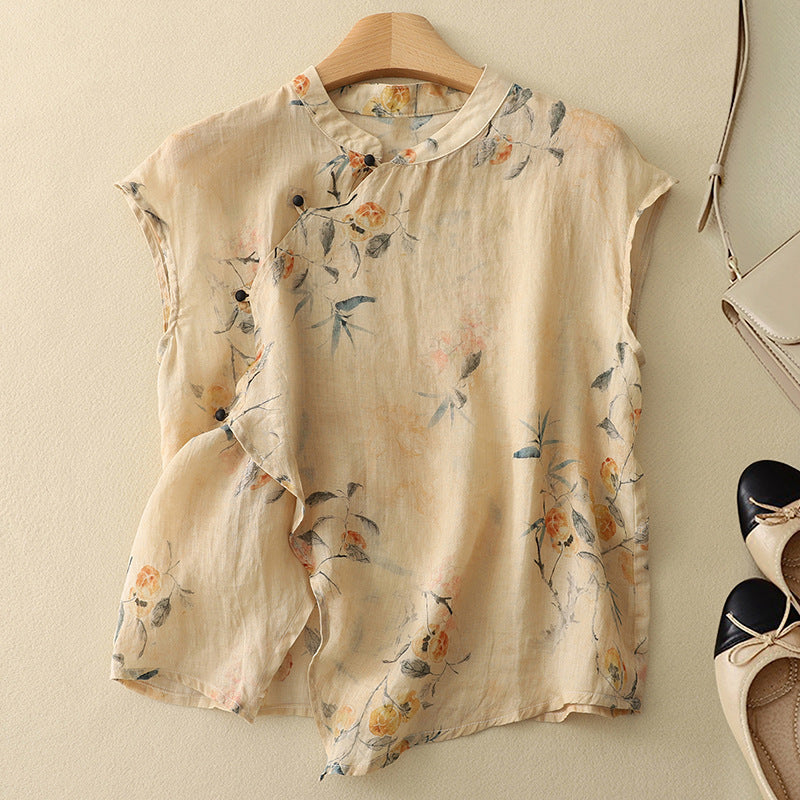 Ärmelloses Top Damen mit Blumenmuster