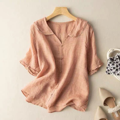 Luftige Bluse Damen mit Knopfleiste