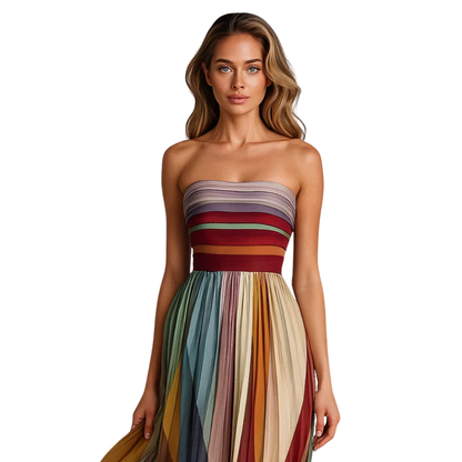 Trägerloses Maxikleid Damen plissiert 2