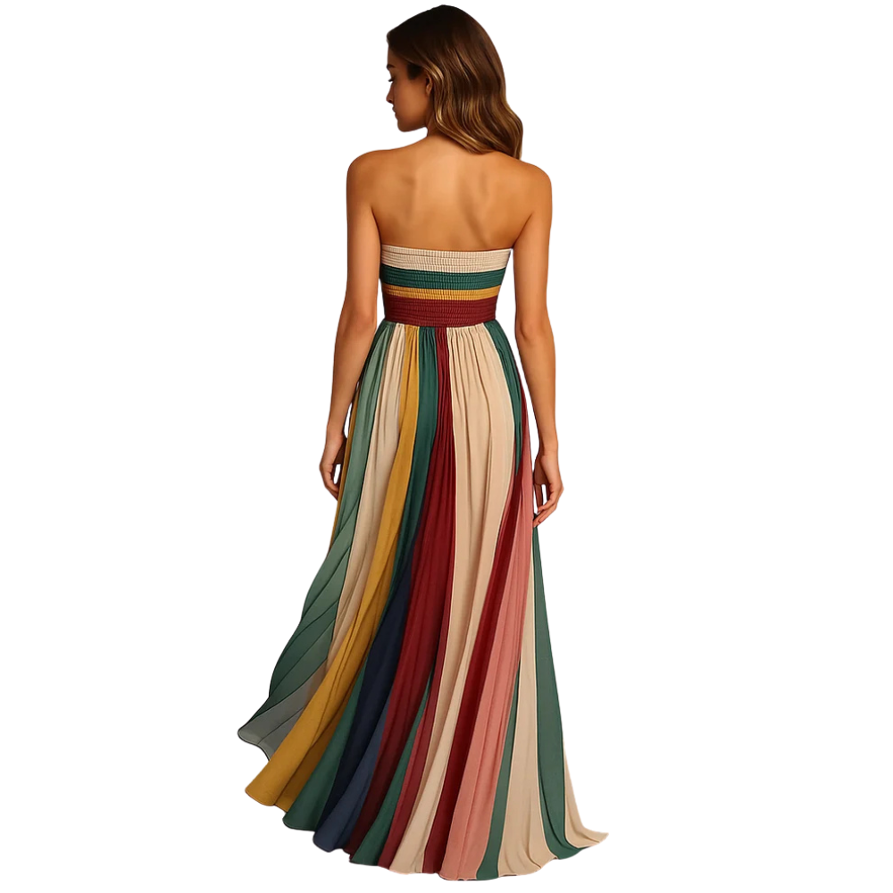 Trägerloses Maxikleid Damen plissiert 3