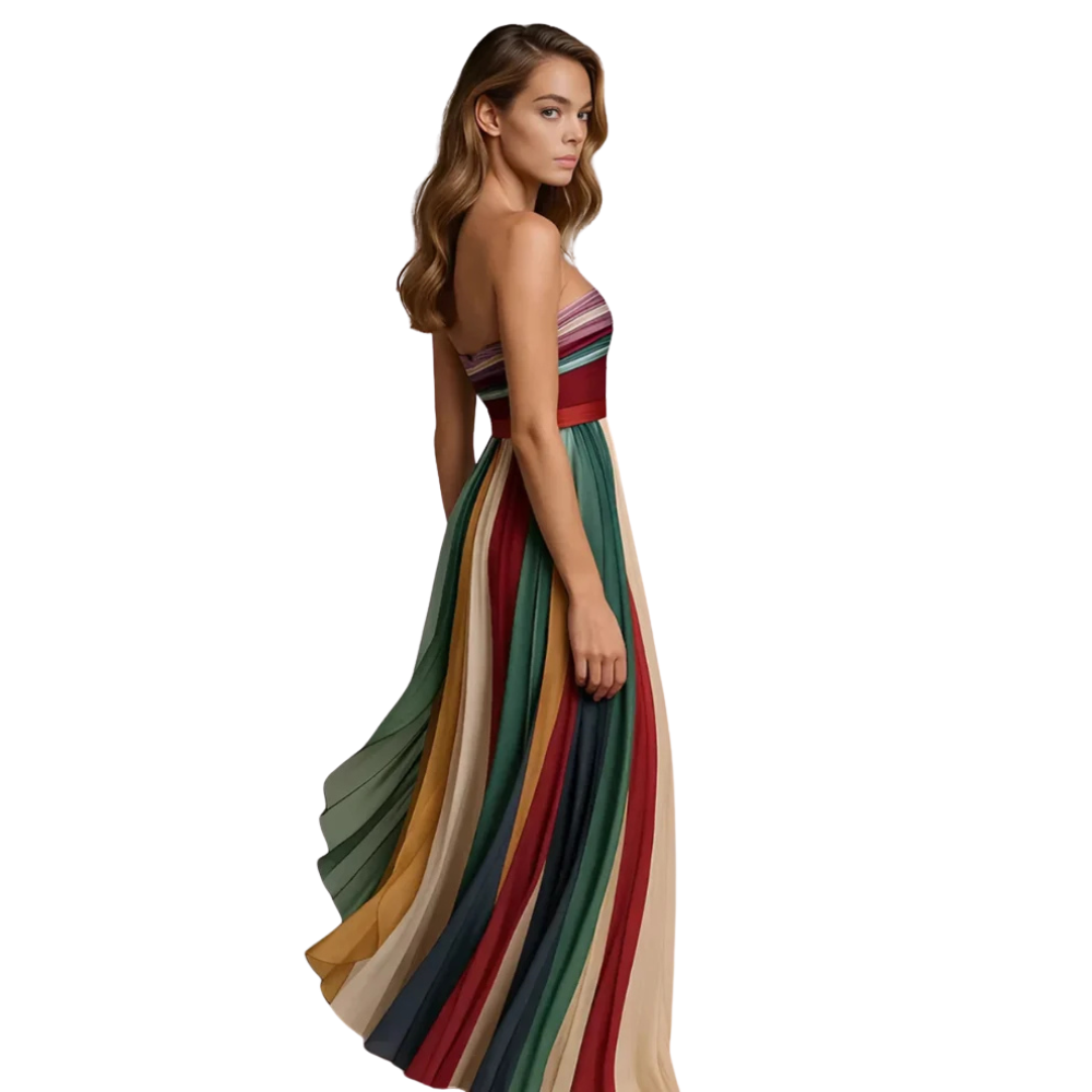 Trägerloses Maxikleid Damen plissiert 4
