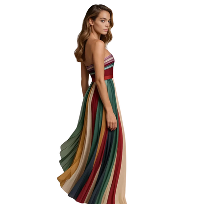 Trägerloses Maxikleid Damen plissiert 4