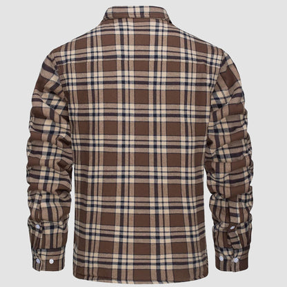 Hemdjacke Herren aus Baumwolle – karierte Overshirt-Jacke mit Sherpa-Futter