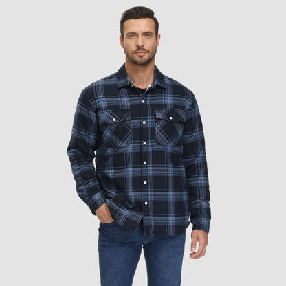 Hemdjacke Herren aus Baumwolle – karierte Overshirt-Jacke mit Sherpa-Futter