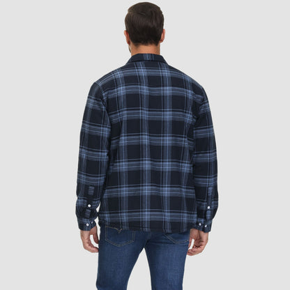 Hemdjacke Herren aus Baumwolle – karierte Overshirt-Jacke mit Sherpa-Futter