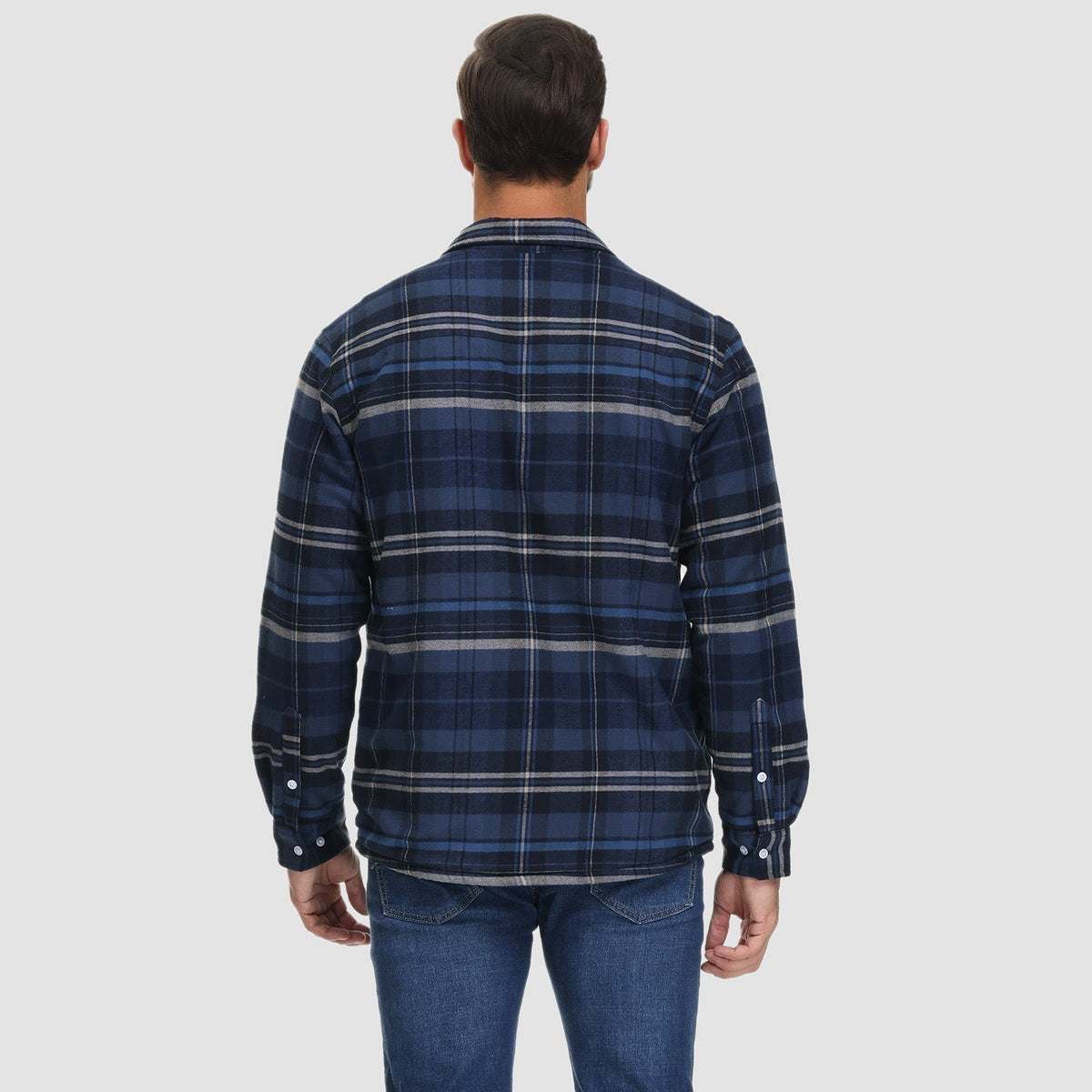 Hemdjacke Herren aus Baumwolle – karierte Overshirt-Jacke mit Sherpa-Futter