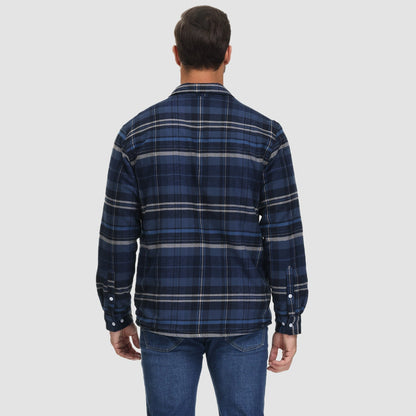 Hemdjacke Herren aus Baumwolle – karierte Overshirt-Jacke mit Sherpa-Futter