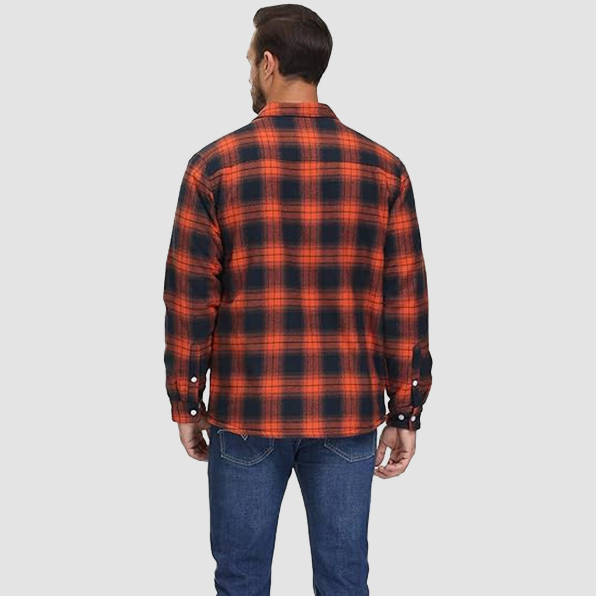 Hemdjacke Herren aus Baumwolle – karierte Overshirt-Jacke mit Sherpa-Futter
