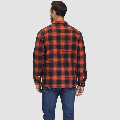 Hemdjacke Herren aus Baumwolle – karierte Overshirt-Jacke mit Sherpa-Futter