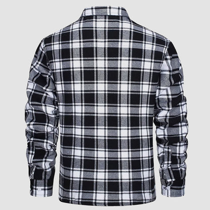 Hemdjacke Herren aus Baumwolle – karierte Overshirt-Jacke mit Sherpa-Futter