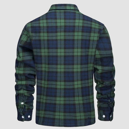 Hemdjacke Herren aus Baumwolle – karierte Overshirt-Jacke mit Sherpa-Futter