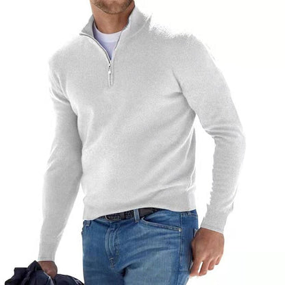 Troyer mit halbem Reißverschluss – Strickpullover mit Stehkragen