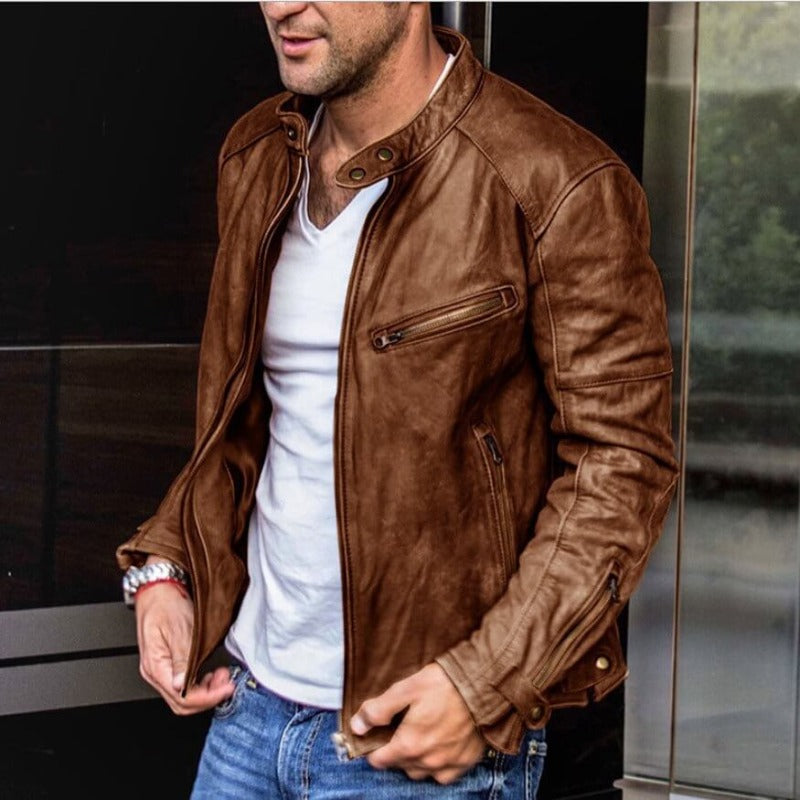 Herren Lederjacke vielseitig – Kunstleder Jacke