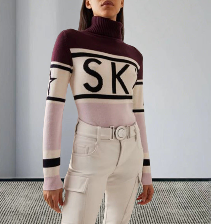 Sportlicher Damen Pullover mit Ski-Design