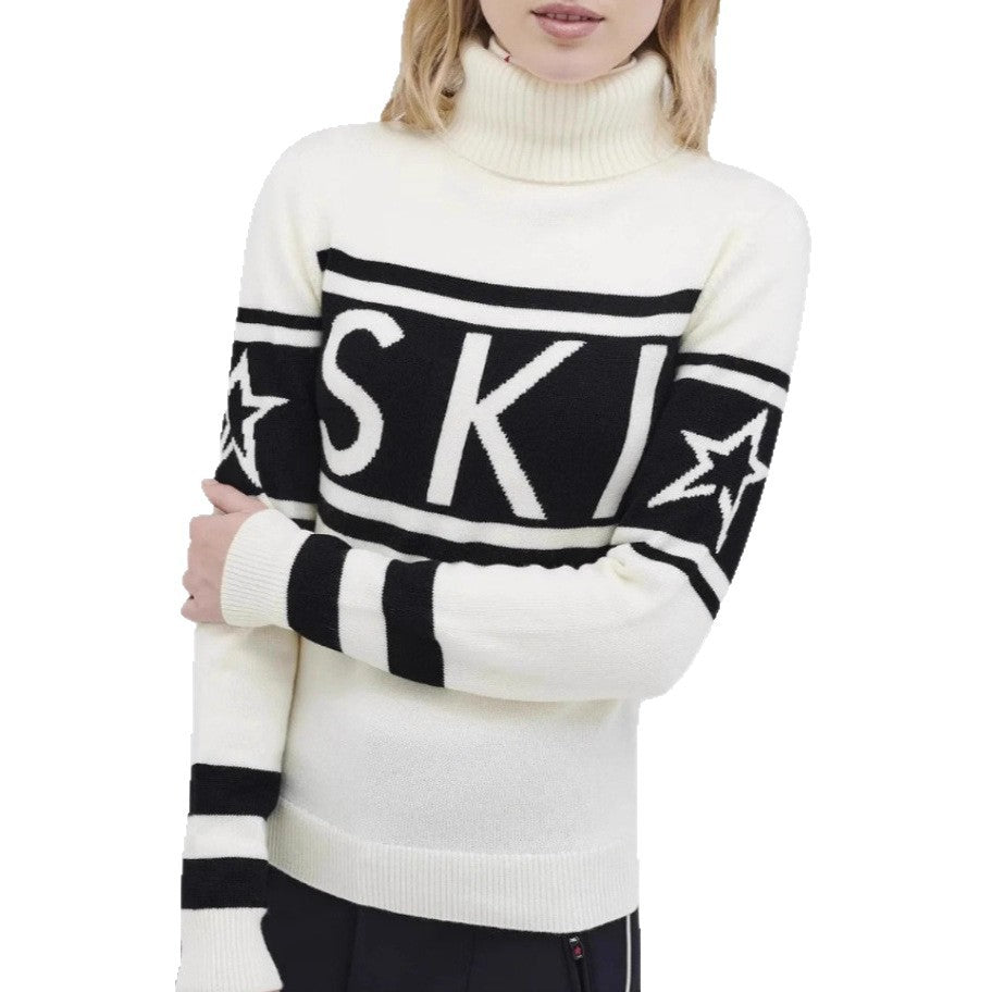 Damen Pullover mit Stehkragen – sportlicher Strickpulli im Ski-Design