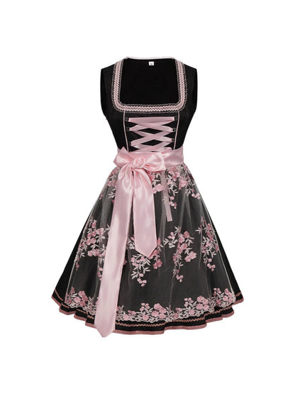 Dirndl Damen mit Schnürung und Spitze für Oktoberfest