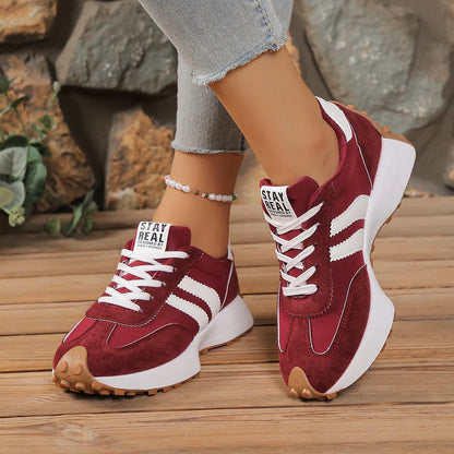 Plateau-Sneaker Damen im Retro-Stil aus Textil – Schnür-Sneaker mit Chunky-Sohle