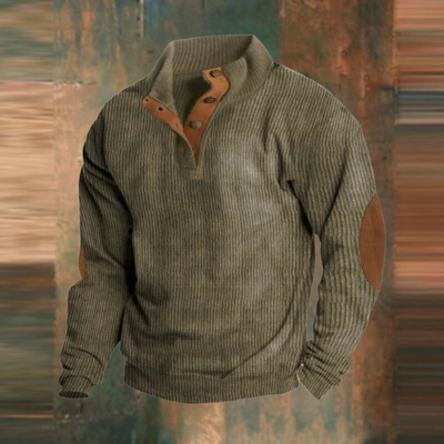 Pullover Herren gerippt – lässiger Strickpullover mit Knopfleiste am Kragen