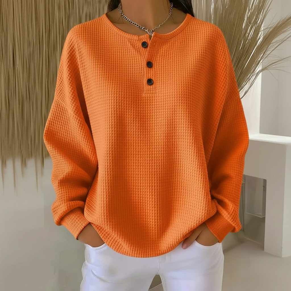 Sweatshirt Damen in Waffelstrick