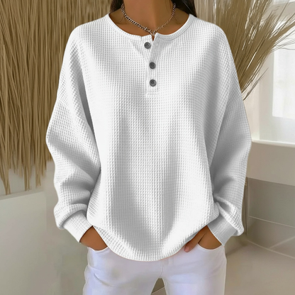 Lockeres Sweatshirt Damen mit Knopfleiste